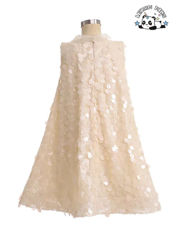LEZONKIDS - New Product Explosion custom white sequin sleeveless frocks princess dress for girl